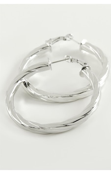 Burgulu Halka Küpe 4,5 Cm 0405 Gümüş