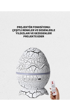 Cosmotex Dinozor Yumurtası Tasarımlı Gece Lambası Müzik Ve Işık Senkronizasyonlu Beyaz Cosmotex Dinozor Yumurtası Tasarımlı Gece Lambası Müzik Ve Işık Senkronizasyonlu Beyaz