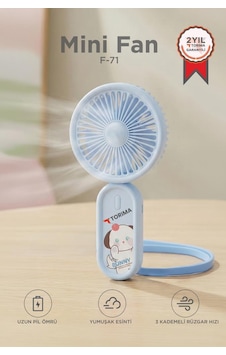 Şarjlı El Vantilatörü Boyun Askılı 3 Kademeli Mini Taşınabilir Fan F71 Mavi Şarjlı El Vantilatörü Boyun Askılı 3 Kademeli Mini Taşınabilir Fan F71 Mavi