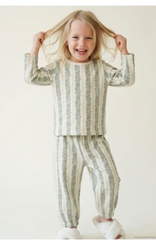 Breeze Kız Bebek Pijama Takımı Mavi Floral Çiçek Desenli Şeritli 9 Ay - 3 Yaş , Ekru Breeze Kız Bebek Pijama Takımı Mavi Floral Çiçek Desenli Şeritli 9 Ay - 3 Yaş , Ekru