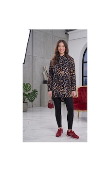 Polologin Butik "leopar Desenli Şık Tesettür Tunik" Mavi