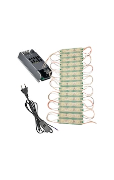 20 Adet 12 Volt 1.5 Watt 3 Lensli Yeşil 2835 Smd Led Modül Ip65 Modül 5a Trafo Ve Arapurlu Güç Kablo Yeşil