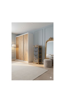 Bambu 4 Katlı Kumaş Sepetli Organizer Bambu