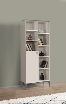 Çakıltaşı Raflı Kapaklı Kitaplık 70x37x180cm Krem Çakıltaşı Raflı Kapaklı Kitaplık 70x37x180cm Krem