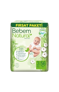 Bebem Bebek Bezi Natural 3 Numara Midi 4 - 9 KG 56 Adet Fırsat Paketi Bebem Bebek Bezi Natural 3 Numara Midi 4 - 9 KG 56 Adet Fırsat Paketi