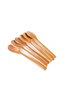 6'lı Mini Bambu Tahta Kaşık Baharat Kaşığı Naturel Ahşap