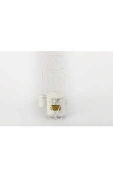Beyaz Galvaniz Wc Metal Çöp Kovalı Fırçalı Tuvalet Kağıtlık 58Cm Beyaz