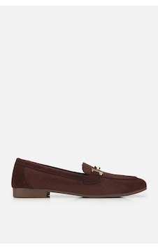 Yaya Kadın Kahverengi Süet Gold Tokalı Loafer Yaya Kadın Kahverengi Süet Gold Tokalı Loafer