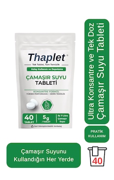 Thaplet Çamaşır Suyu Tableti 40 Adet Ultra Kullanışlı Konsantre Tablet Tekli