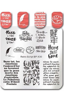 Born Pretty Stamper Desen Plakası Retro Script X30