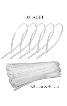 Beyaz Plastik Cırt Kelepçe 4.8x40cm Kablo Bağı Elektrik Kablosu 100 Adet 100 adet BEYAZ