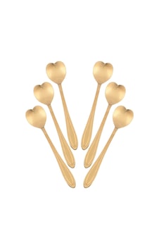Çay Kaşığı Gold Kalpli 6lı
