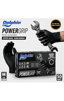 Dolphin Nitril Powergrip Ekstra Kalın Elmas Dokulu İş Eldiveni M 50'li Paket Dolphin Nitril Powergrip Ekstra Kalın Elmas Dokulu İş Eldiveni M 50'li Paket