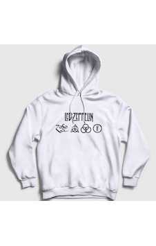Presmono Unisex Symbols Led Zeppelin Kapüşonlu Sweatshirt Beyaz Presmono Unisex Symbols Led Zeppelin Kapüşonlu Sweatshirt Beyaz