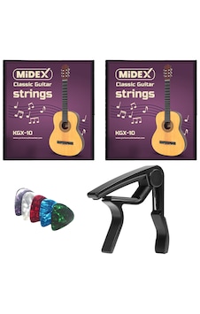 Kgx-10mc Klasik Gitar Teli Takımı Pena Ve Metal Kapo Capo Seti
