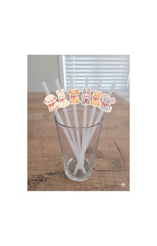 12 Li Sevimli Hayvanlar Konsept Cupcake Kürdan Süsü Ve Parti Pipeti Seti. Beyaz 12 Li Sevimli Hayvanlar Konsept Cupcake Kürdan Süsü Ve Parti Pipeti Seti. Beyaz