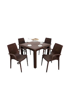 Depootoptan Mandella Elit Rattan 90 x 90 CM Nirvana Koltuk Masa Takımı Kahverengi