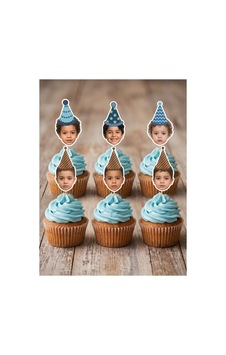 12li Fotoğraflı Şapkalı Cupcake Parti Kürdanı 12li Fotoğraflı Şapkalı Cupcake Parti Kürdanı