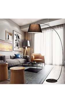 Riolight Retro Siyah Metal Gövde Siyah Kumaş Başlık Lambader Köşe