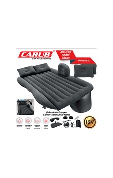 Carub Br4620645 Araç İçi 12v Şişme Yatak Pompa Ve Yastık Seti Siyah