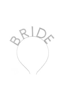 Mey İthalat Mega Boy Kristal Taşlı Gümüş Bride Taç Gelin Tacı 20x21 Cm