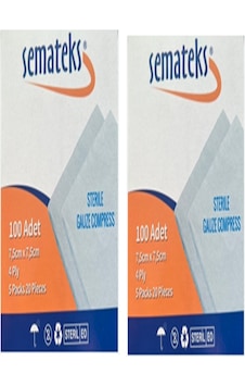 Semateks Steril Gaz Kompres Sapnaç 7.5 x 7.5 CM 2 x 100 Adet