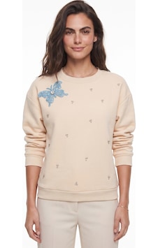 Onloox Kadın Bej Bej Pamuklu Bisiklet Yaka Üç İplik Şardonlu Kelebek Aksesuarlı Taş İşlemeli Sweatshirt Onloox Kadın Bej Bej Pamuklu Bisiklet Yaka Üç İplik Şardonlu Kelebek Aksesuarlı Taş İşlemeli Sweatshirt