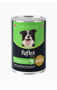 Reflex Plus Sos İçinde Et Parçacıklı Beyaz Balıklı ve Tatlı Patatesli Yetişkin Köpek Maması 400 G Reflex Plus Sos İçinde Et Parçacıklı Beyaz Balıklı ve Tatlı Patatesli Yetişkin Köpek Maması 400 G