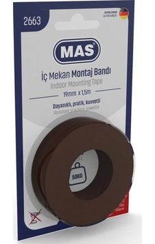Mas 19 Mmx1.5 M Çift Taraflı İç Mekan Güçlü Montaj Bantı 2663 Mas 19 Mmx1.5 M Çift Taraflı İç Mekan Güçlü Montaj Bantı 2663