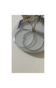 Kopya -halka Küpe Altın Kaplama Paslanmaz Lak Kaplama Silver Renk Halka Küpe Antialerjik Halka Küpe Silver