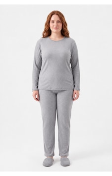Sleeproom Büyük Beden Gri Kaşkorse Pijama Takımı Sleeproom Büyük Beden Gri Kaşkorse Pijama Takımı