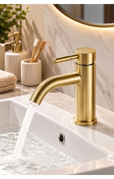 Alfas Lavabo Bataryası Mat Gold Fırçalı Altın 304 Paslanmaz Çelik Aç Kapa Banyo Bataryası Uzun Gaga Alfas Lavabo Bataryası Mat Gold Fırçalı Altın 304 Paslanmaz Çelik Aç Kapa Banyo Bataryası Uzun Gaga