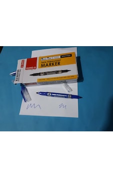Keçe Kalem Permanent Çift Uc Kalın -İnce Mavi 12 Adetli Kut Mavi Keçe Kalem Permanent Çift Uc Kalın -İnce Mavi 12 Adetli Kut Mavi