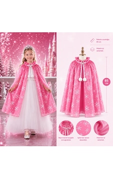 Kar - 401 - Tanesi Desenli Pembe Elsa Pelerini - Astarlı Frozen Pelerini - Spt-gld - 85 Cm Kar - 401 - Tanesi Desenli Pembe Elsa Pelerini - Astarlı Frozen Pelerini - Spt-gld - 85 Cm