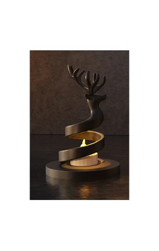 Alvera Spiral Ren Geyiği Mumluk Yılbaşı Dekoratif Ren Geyiği Tealight Mum Tutucu - Siyah Alvera Spiral Ren Geyiği Mumluk Yılbaşı Dekoratif Ren Geyiği Tealight Mum Tutucu - Siyah