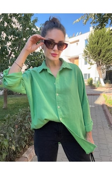 Ali Butik Yeşil Uzun Kol Keten Gömlek Ali Butik Yeşil Uzun Kol Keten Gömlek