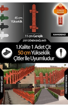 Uzunluk - Köşe - Kenar Tamamlama Çiti - 50 Cm Yükseklik Çit İle Uyumludur - Kahverengi Uzunluk - Köşe - Kenar Tamamlama Çiti - 50 Cm Yükseklik Çit İle Uyumludur - Kahverengi