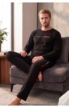Buratti Baskılı Pamuklu Uzun Kollu Pijama Takımı Erkek Pijama Takımı 6575006 Siyah Buratti Baskılı Pamuklu Uzun Kollu Pijama Takımı Erkek Pijama Takımı 6575006 Siyah