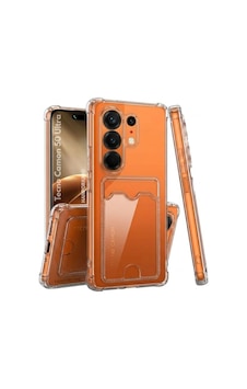 Tecno Camon 50 Ultra Uyumlu Kartlıklı Kılıf Köşe Korumalı Cüzdanlı Esnek Silikon Kapak Şeffaf