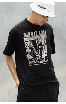 Nirvana Kurt Cobain 1982-94 Baskılı Unisex Oversize Rock Metal Ti Siyah