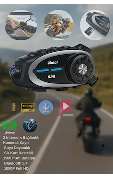 Kameralı Motosiklet Intercom 1080p Full Hd-1500 Mah Bt 5.4 Su Geçirmez Video Kayıt Özellikli Kameralı Motosiklet Intercom 1080p Full Hd-1500 Mah Bt 5.4 Su Geçirmez Video Kayıt Özellikli