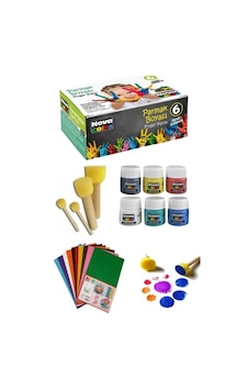 6 Renk Parmak Boyası 4 Lü Ponpon 10 'lu Keçe Çocuk Boyama Kırtasiye Seti 6 Renk Parmak Boyası 4 Lü Ponpon 10 'lu Keçe Çocuk Boyama Kırtasiye Seti