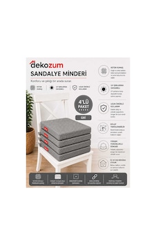 Comfort Plus Sandalye Koltuk Minderi 40x40 Bağcıklı Fermuarlı Yıkanabilir Balkon Bahçe Minderi 4 Lü Gri Comfort Plus Sandalye Koltuk Minderi 40x40 Bağcıklı Fermuarlı Yıkanabilir Balkon Bahçe Minderi 4 Lü Gri