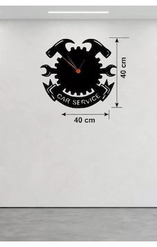 Car Service Temalı Ahşap Duvar Saati - 40x40 Cm Teknik Servis Dekoru Çok Renkli Car Service Temalı Ahşap Duvar Saati - 40x40 Cm Teknik Servis Dekoru Çok Renkli