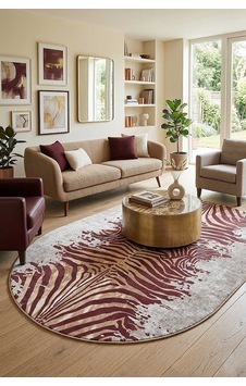 Frenda Home Zebra Desen Pamuk Taban Baskılı Oval Halı Kahve Krem Frenda Home Zebra Desen Pamuk Taban Baskılı Oval Halı Kahve Krem