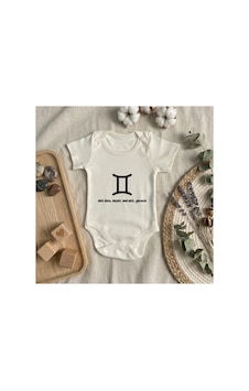 Babysena İkizler Burcu Baskılı Kısa Kollu Kız/erkek Bebek Body Beyaz Babysena İkizler Burcu Baskılı Kısa Kollu Kız/erkek Bebek Body Beyaz