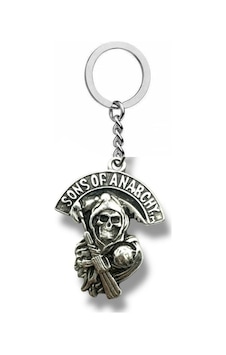 Sons Of Anarchy Reaper Logo Figürlü Gümüş Renk Metal Anahtarlık Dizi Ve Motorcu Temalı Aksesuar