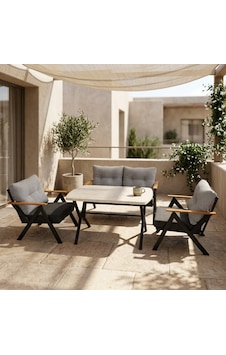 Venedik 2+1+1+ 70x120 Traverten Desenli Masa Metal Balkon Takımı Keten Dokulu Kumaş Siyah Metal - Bahçe Teras Oturma G Gri - Antrasit Venedik 2+1+1+ 70x120 Traverten Desenli Masa Metal Balkon Takımı Keten Dokulu Kumaş Siyah Metal - Bahçe Teras Oturma G Gri - Antrasit