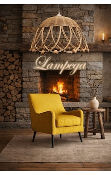 Lampega Rattan Bambu Hasır Avize Gold Lampega Rattan Bambu Hasır Avize Gold
