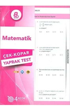 4 Adım 8. Sınıf Matematik Çek Kopar Yaprak Test